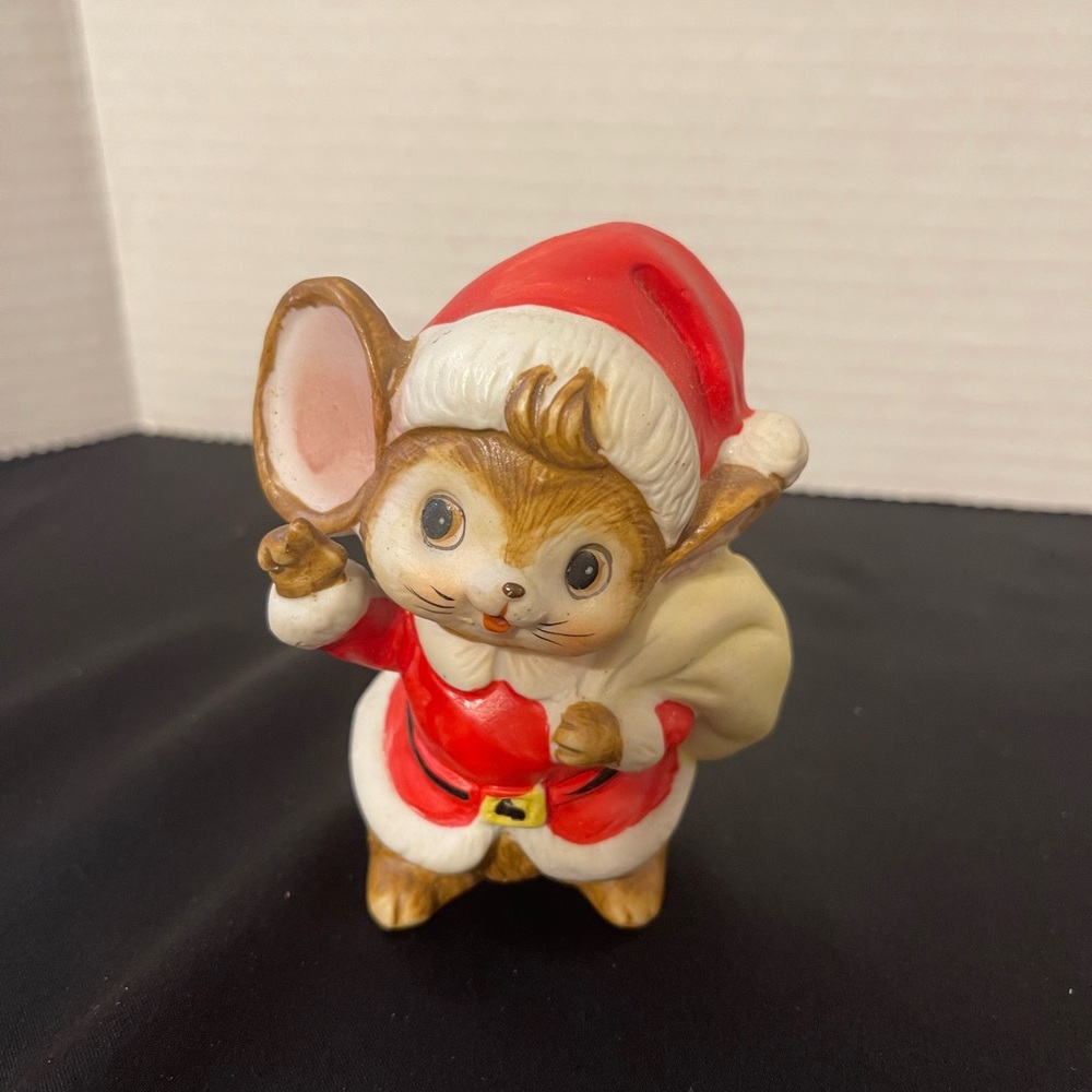 Homco Red and White Santa Mouse Figurine